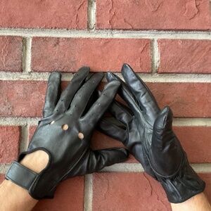 NEW Black Leather Driving Gloves Size L NWOT
